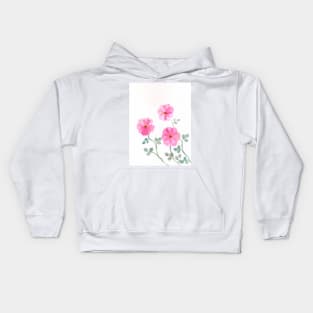 Pink blossom floral botanical watercolor Kids Hoodie